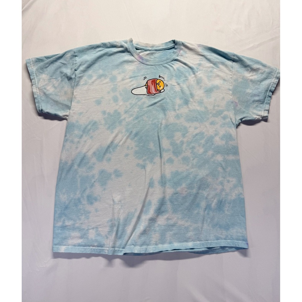 Gudetama‎ By Sanrio T Shirt Mens Large Blue Cotton Tie Dye The Lazy Egg Brrr